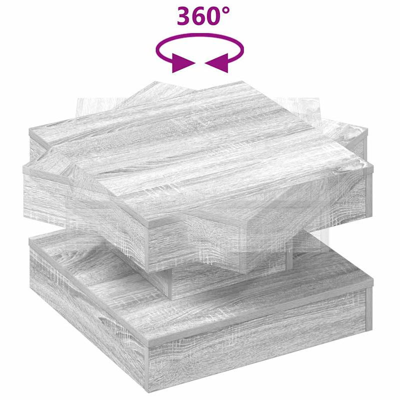vidaXL szürke sonoma dohányzóasztal 360 fokban forgatható 50x50x34,5cm