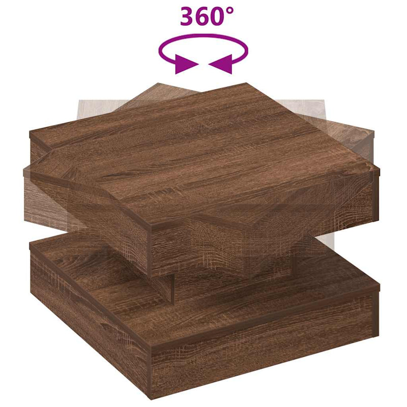 vidaXL barna tölgy dohányzóasztal 360 fokban forgatható 50x50x34,5 cm