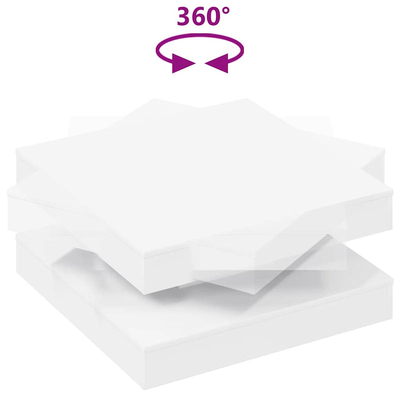 vidaXL fehér dohányzóasztal 360 fokban forgatható 70x70x34,5 cm