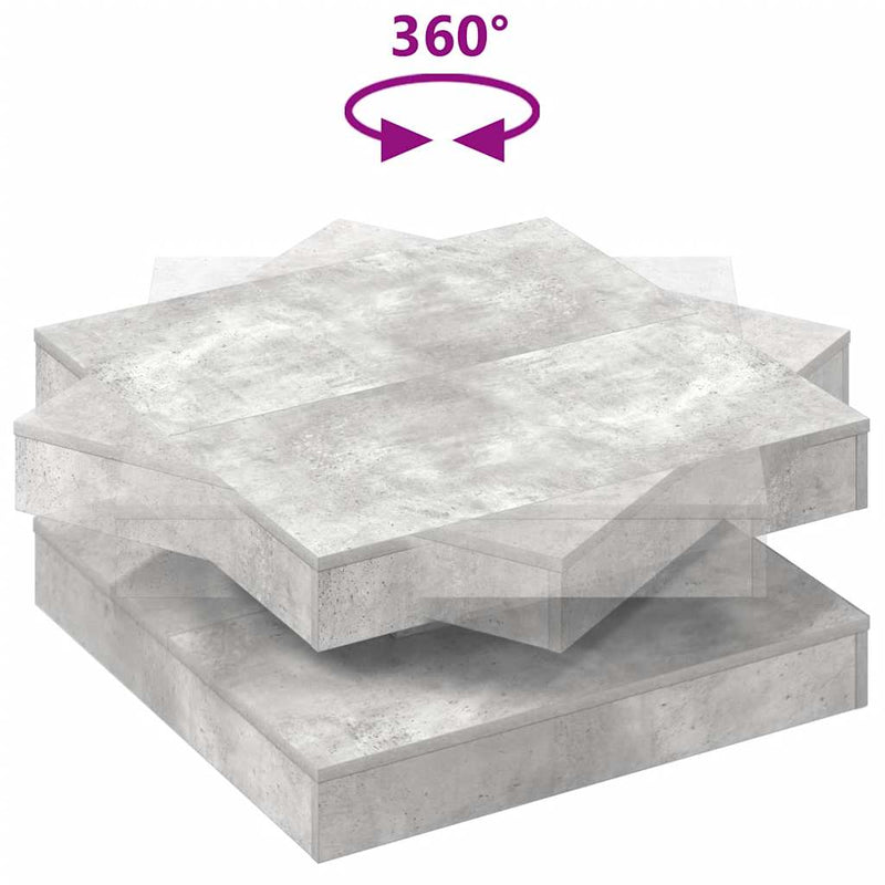 vidaXL betonszürke dohányzóasztal 360 fokban forgatható 70x70x34,5 cm