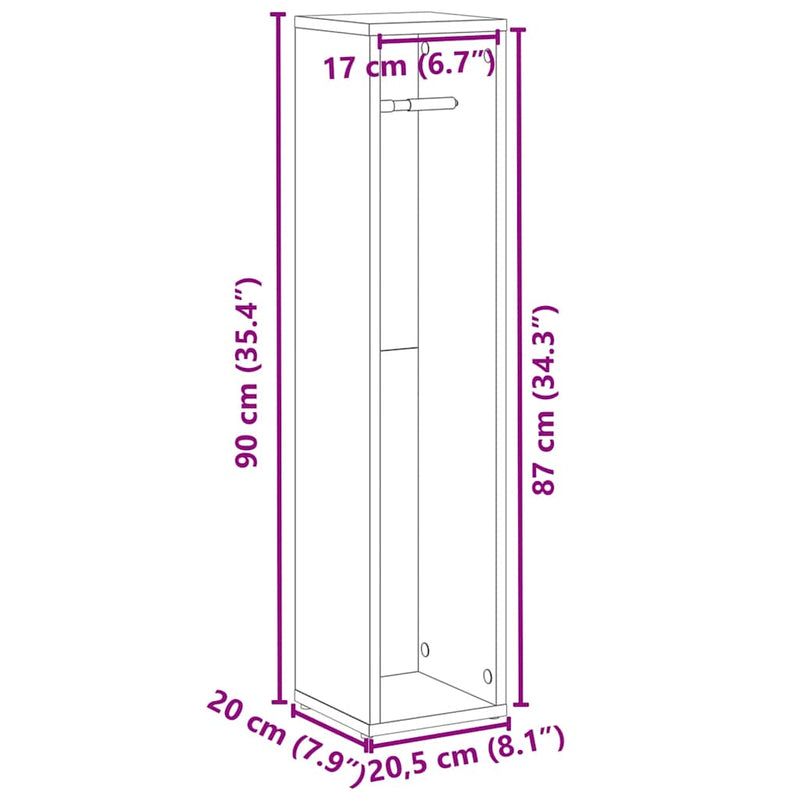 vidaXL fehér fürdőszobaszekrény tekercstartóval 20,5x20x90 cm