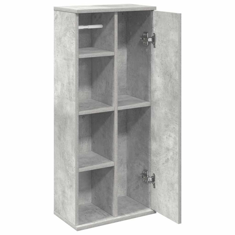 vidaXL betonszürke fürdőszobaszekrény tekercstartóval 39x22x90 cm