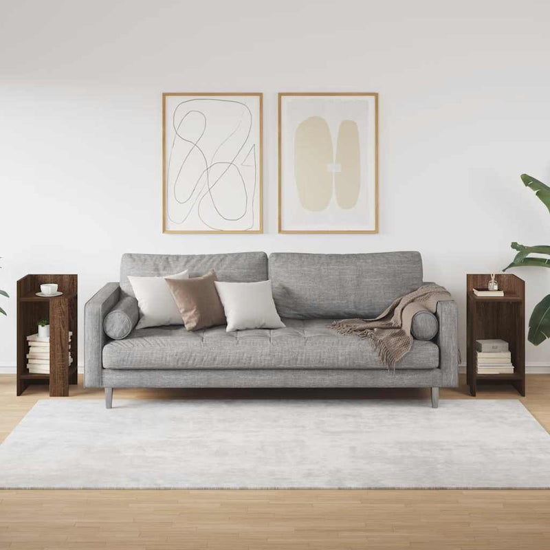 vidaXL 2 db barna tölgy színű kisasztal polccal 25,5 x 27 x 60 cm