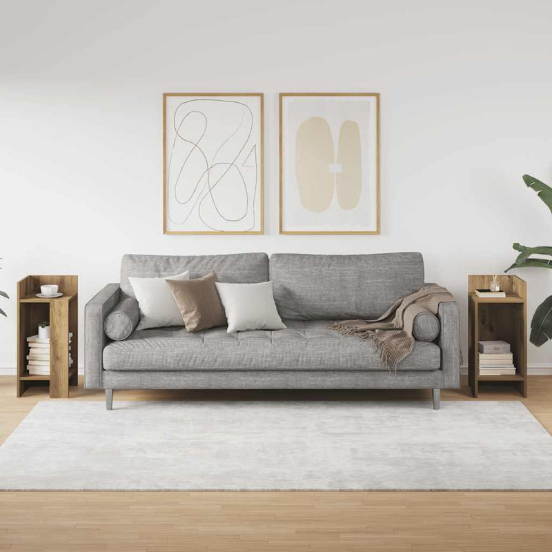 vidaXL 2 db kézműves tölgyszínű kisasztal polccal 25,5 x 27 x 60 cm