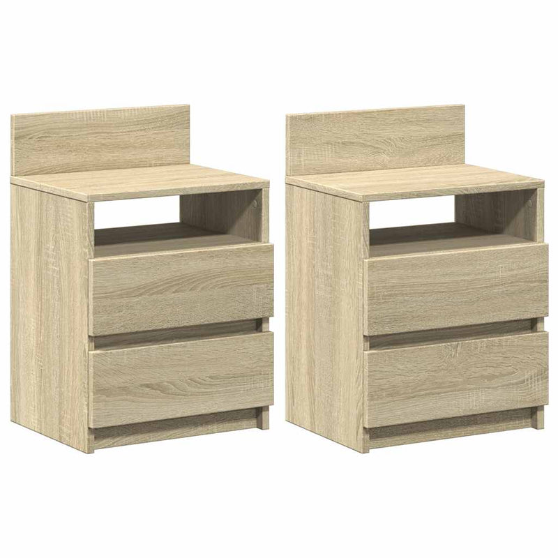 vidaXL 2 db sonoma tölgy színű éjjeliszekrény 2 fiókkal 40x33x60 cm