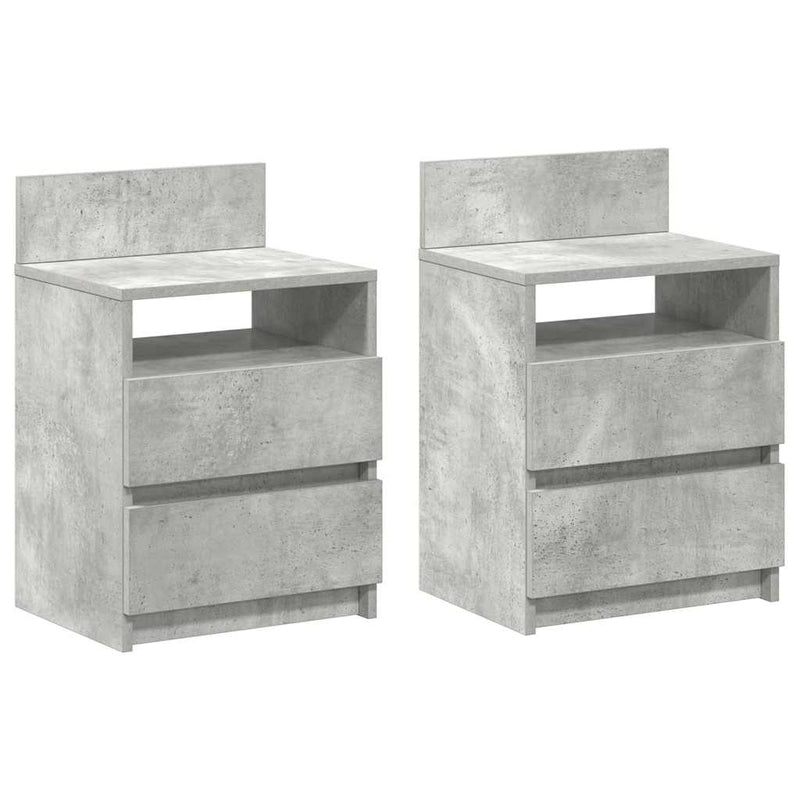 vidaXL 2 db betonszürke éjjeliszekrény 2 fiókkal 40x33x60 cm