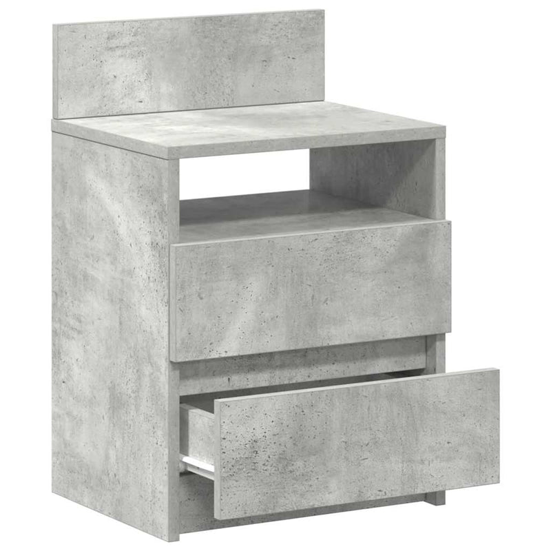 vidaXL 2 db betonszürke éjjeliszekrény 2 fiókkal 40x33x60 cm