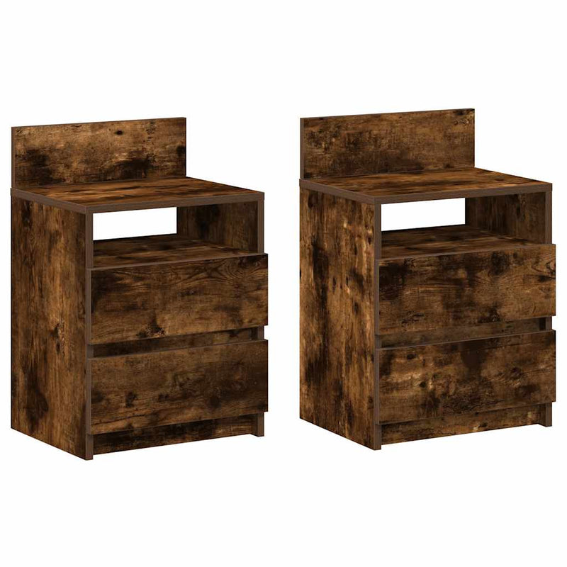 vidaXL 2 db füstös tölgy színű éjjeliszekrény 2 fiókkal 40x33x60 cm