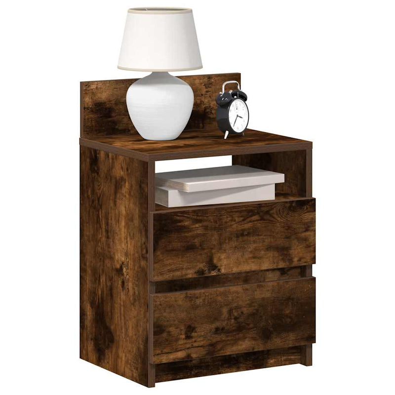 vidaXL 2 db füstös tölgy színű éjjeliszekrény 2 fiókkal 40x33x60 cm