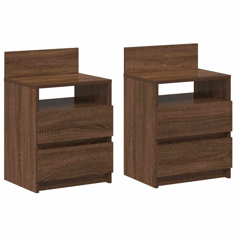 vidaXL 2 db barna tölgy színű éjjeliszekrény 2 fiókkal 40x33x60 cm