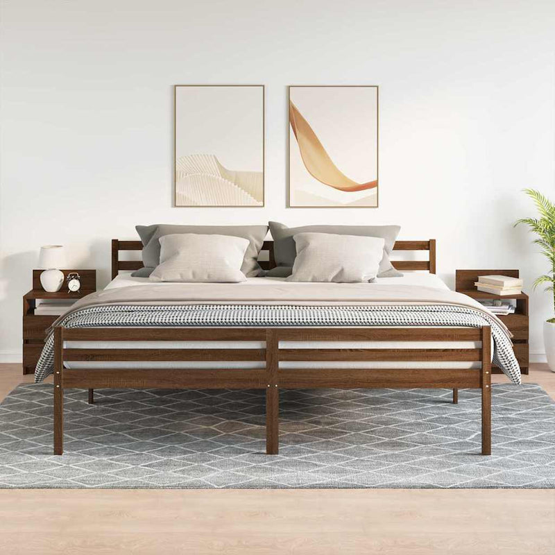 vidaXL 2 db barna tölgy színű éjjeliszekrény 2 fiókkal 40x33x60 cm