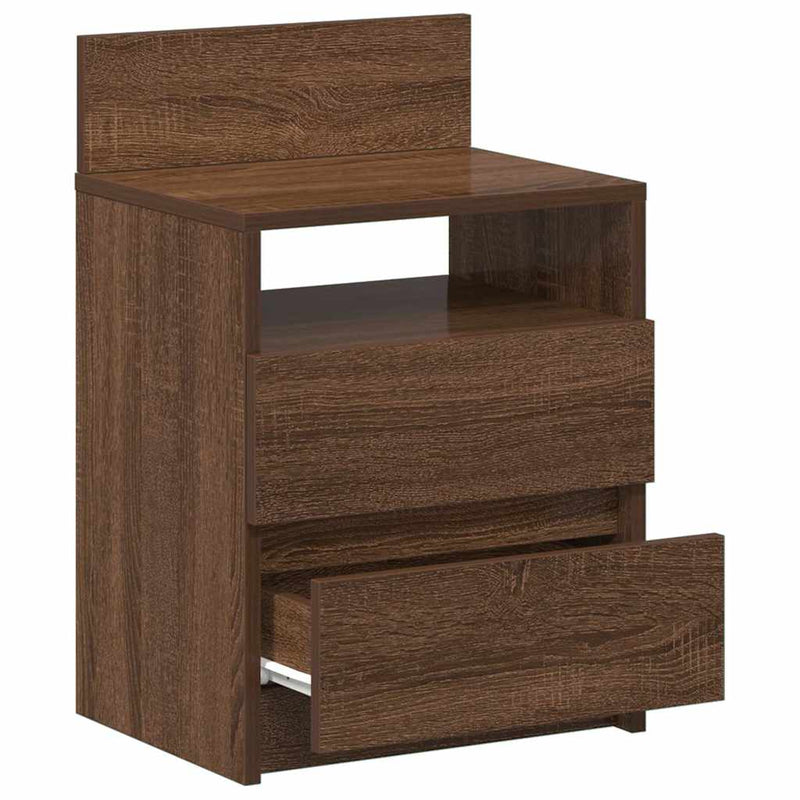 vidaXL 2 db barna tölgy színű éjjeliszekrény 2 fiókkal 40x33x60 cm