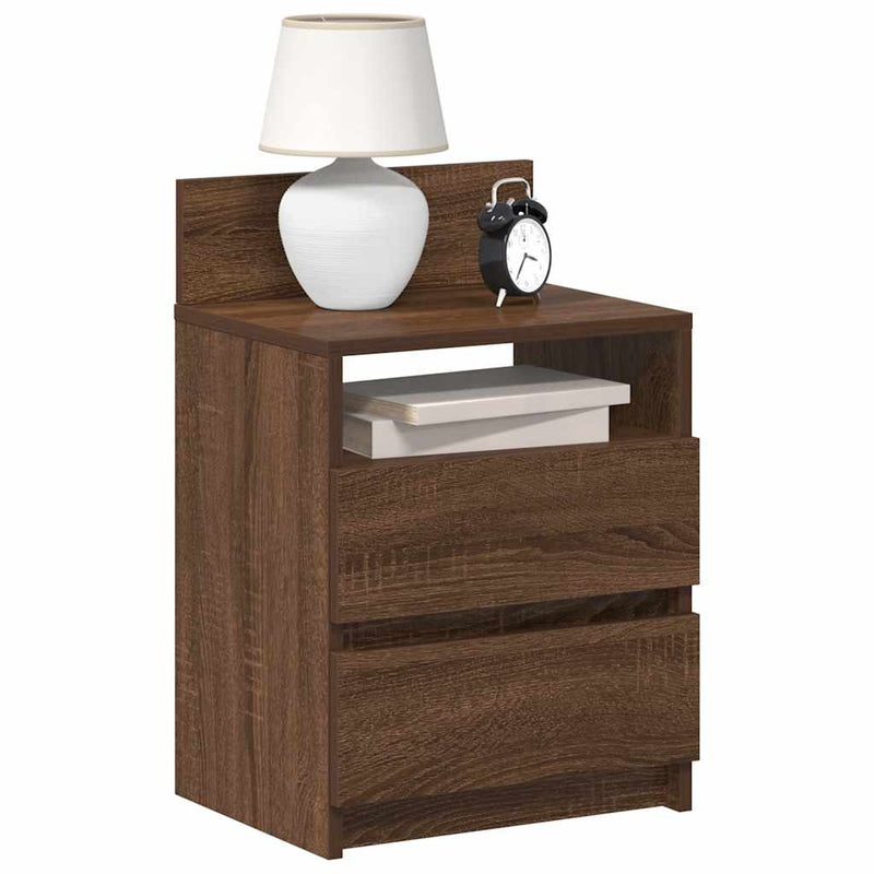 vidaXL 2 db barna tölgy színű éjjeliszekrény 2 fiókkal 40x33x60 cm