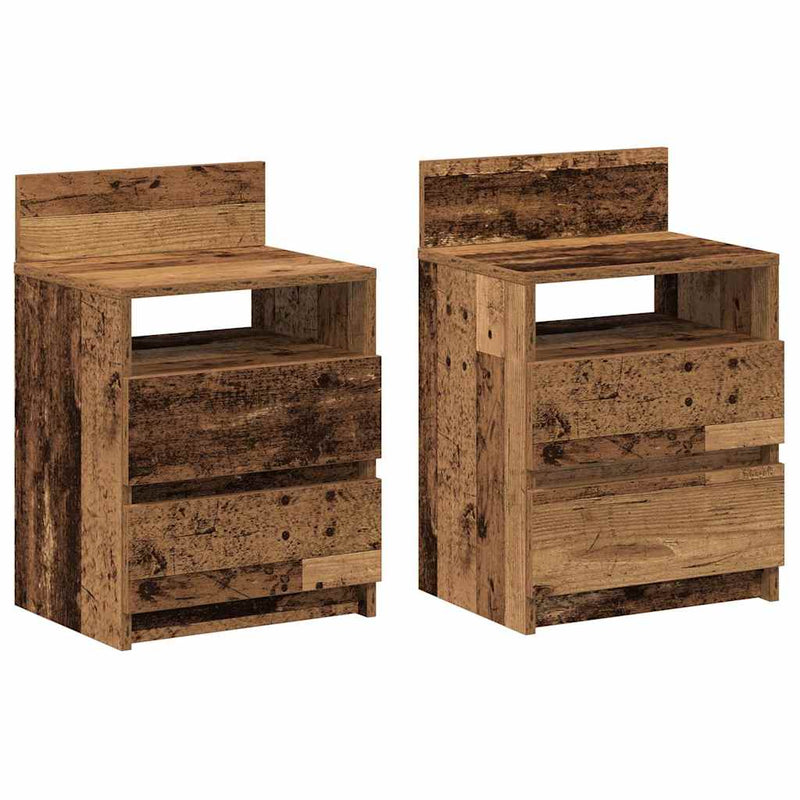 vidaXL 2 db antik fa színű éjjeliszekrény 2 fiókkal 40x33x60 cm