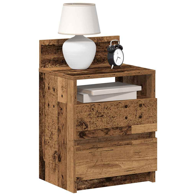 vidaXL 2 db antik fa színű éjjeliszekrény 2 fiókkal 40x33x60 cm