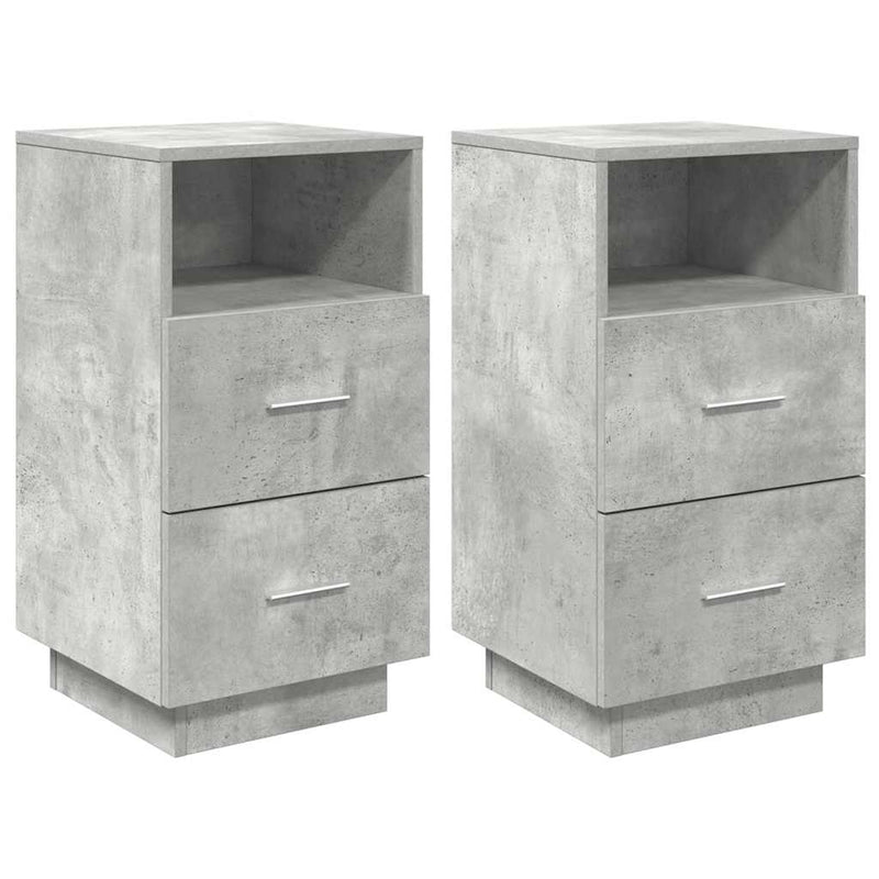 vidaXL 2 db betonszürke éjjeliszekrény 2 fiókkal 36x36x68 cm
