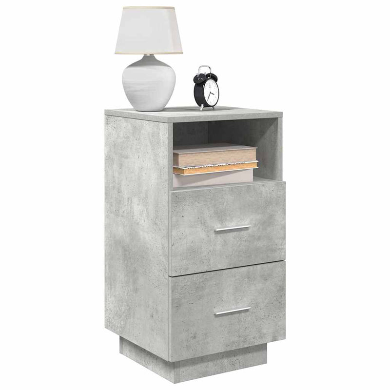 vidaXL 2 db betonszürke éjjeliszekrény 2 fiókkal 36x36x68 cm