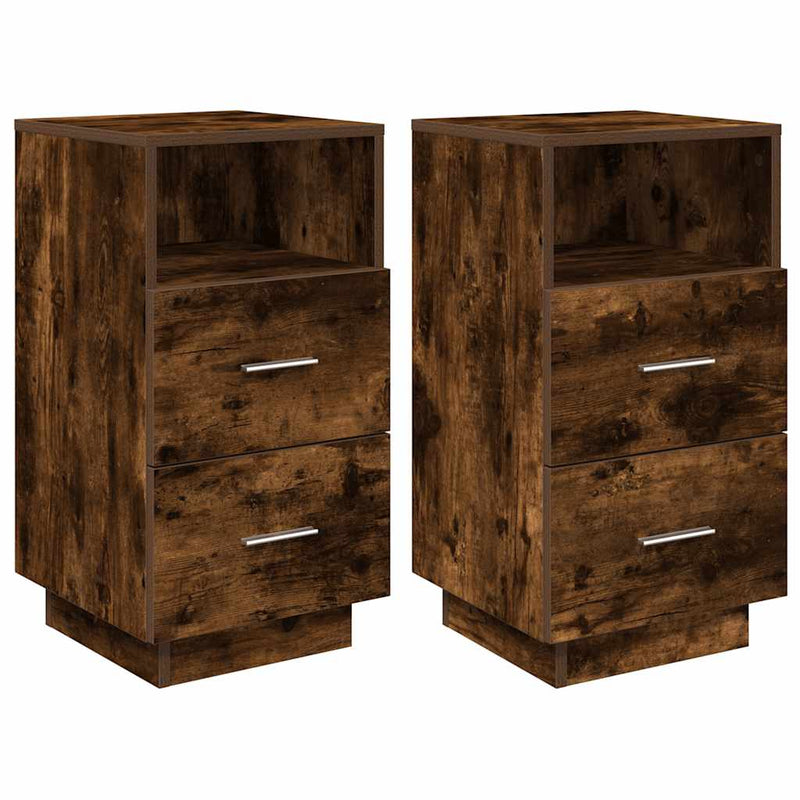 vidaXL 2 db füstös tölgy színű éjjeliszekrény 2 fiókkal 36x36x68 cm