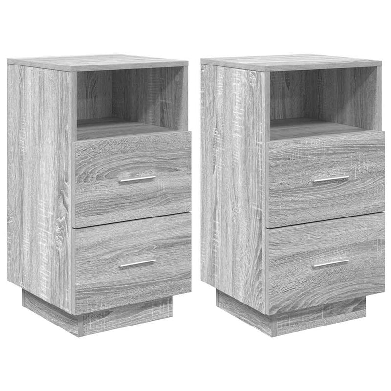 vidaXL 2 db szürke sonoma színű éjjeliszekrény 2 fiókkal 36x36x68 cm
