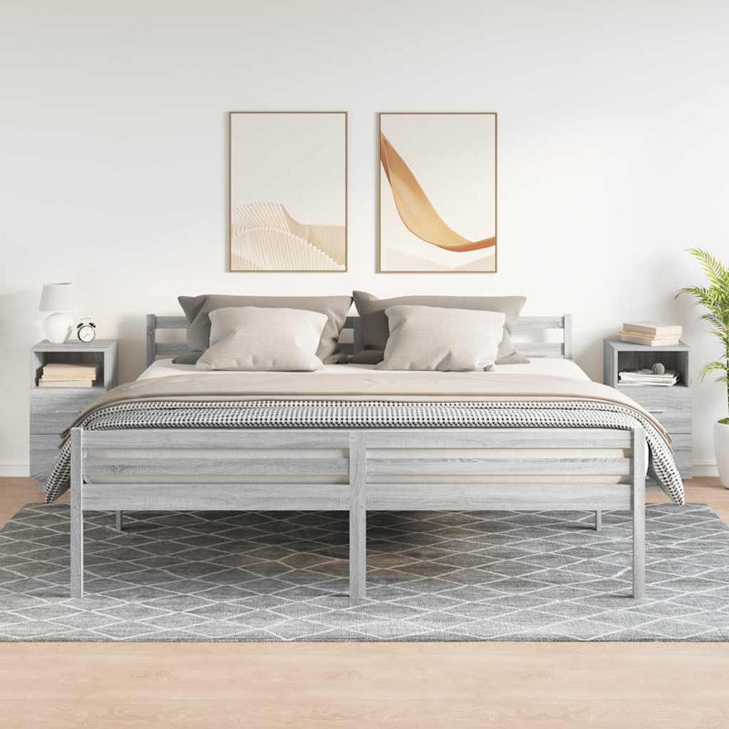 vidaXL 2 db szürke sonoma színű éjjeliszekrény 2 fiókkal 36x36x68 cm