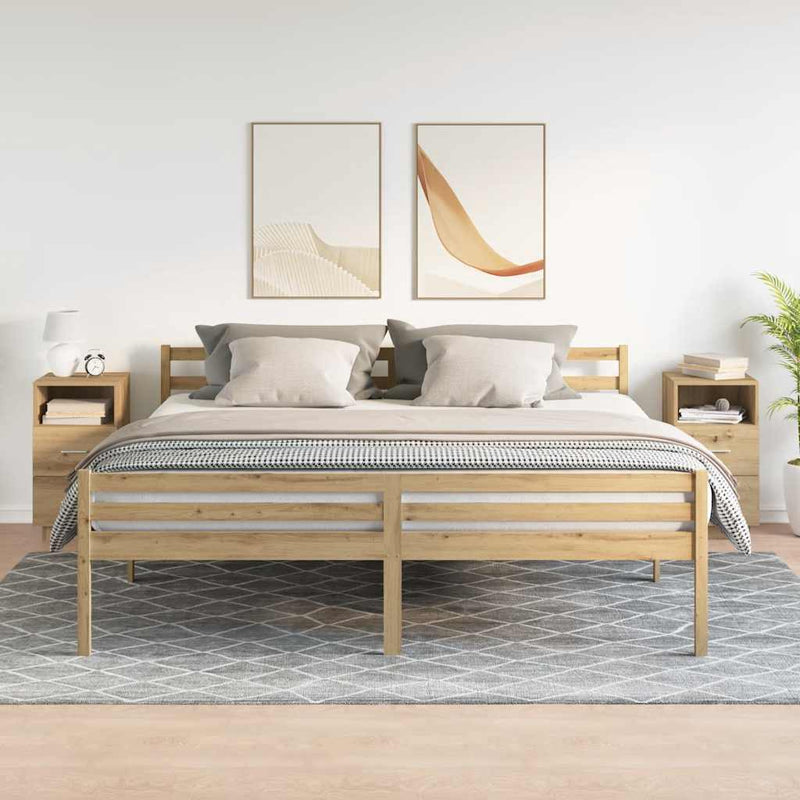 vidaXL 2 db kézműves tölgy színű éjjeliszekrény 2 fiókkal 36x36x68 cm