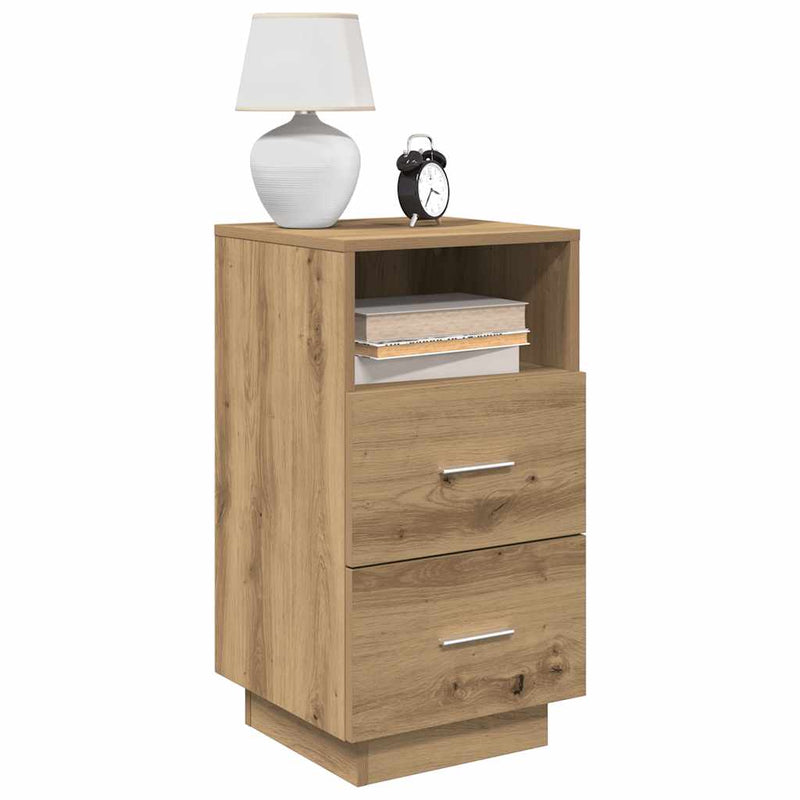 vidaXL 2 db kézműves tölgy színű éjjeliszekrény 2 fiókkal 36x36x68 cm
