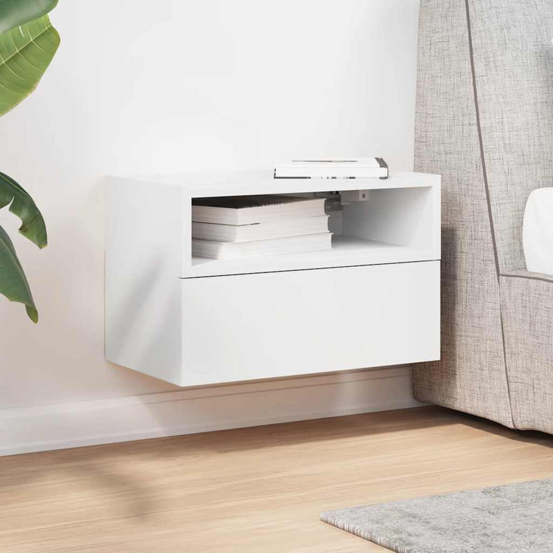 vidaXL fehér falra szerelhető éjjeliszekrény 45 x 26 x 28,5 cm