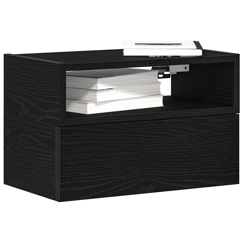 vidaXL fekete falra szerelhető éjjeliszekrény 45 x 26 x 28,5 cm
