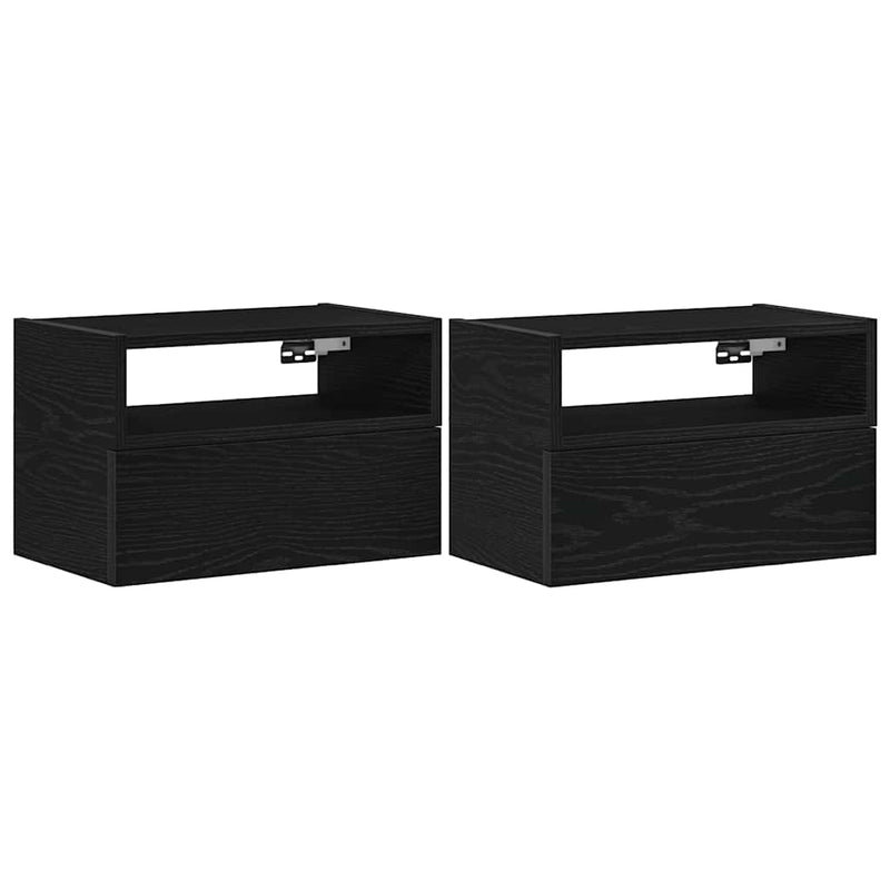 vidaXL 2 db fekete falra szerelhető éjjeliszekrény 45 x 26 x 28,5 cm