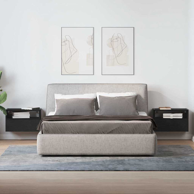 vidaXL 2 db fekete falra szerelhető éjjeliszekrény 45 x 26 x 28,5 cm