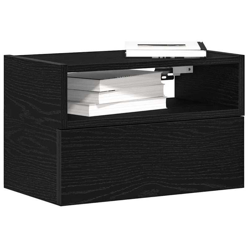 vidaXL 2 db fekete falra szerelhető éjjeliszekrény 45 x 26 x 28,5 cm