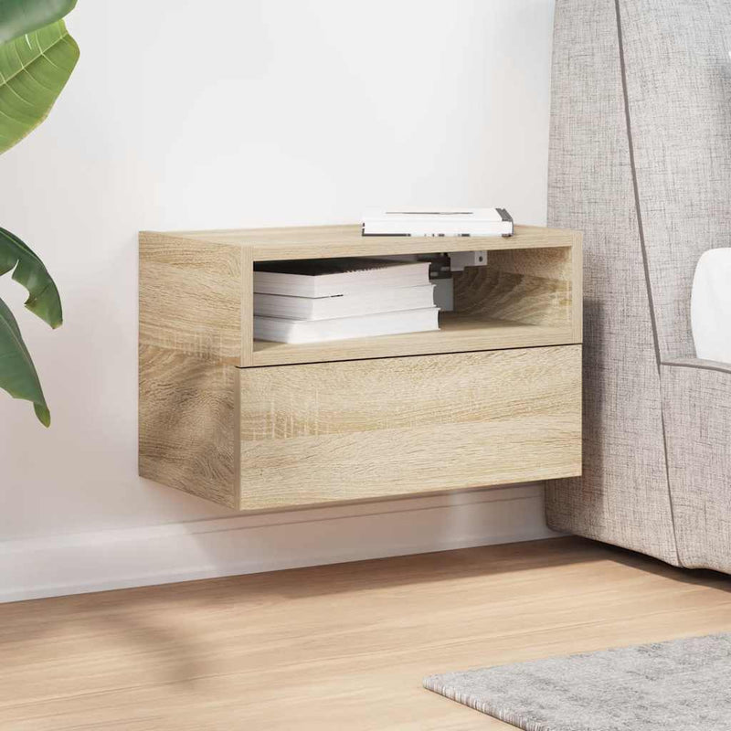 vidaXL sonoma tölgy színű falra szerelhető éjjeliszekrény 45x26x28,5cm