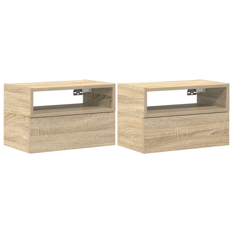 vidaXL 2 db sonoma tölgy falra szerelhető éjjeliszekrény 45x26x28,5 cm