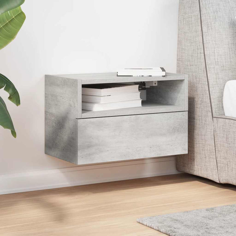 vidaXL betonszürke falra szerelhető éjjeliszekrény 45 x 26 x 28,5 cm