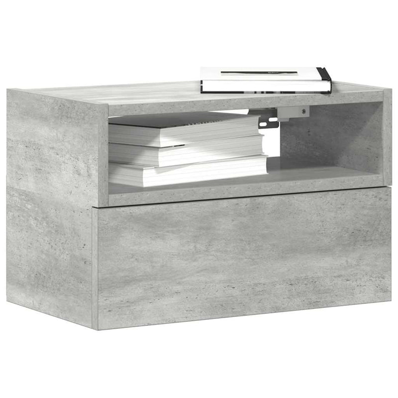 vidaXL betonszürke falra szerelhető éjjeliszekrény 45 x 26 x 28,5 cm