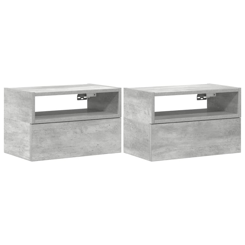 vidaXL 2 db betonszürke falra szerelhető éjjeliszekrény 45x26x28,5 cm