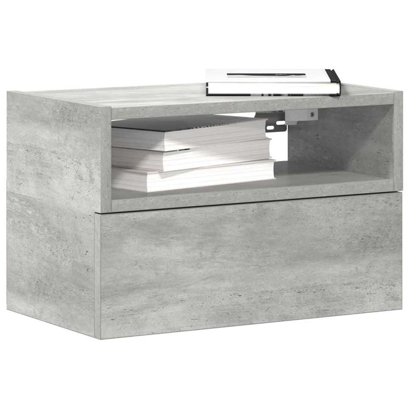 vidaXL 2 db betonszürke falra szerelhető éjjeliszekrény 45x26x28,5 cm