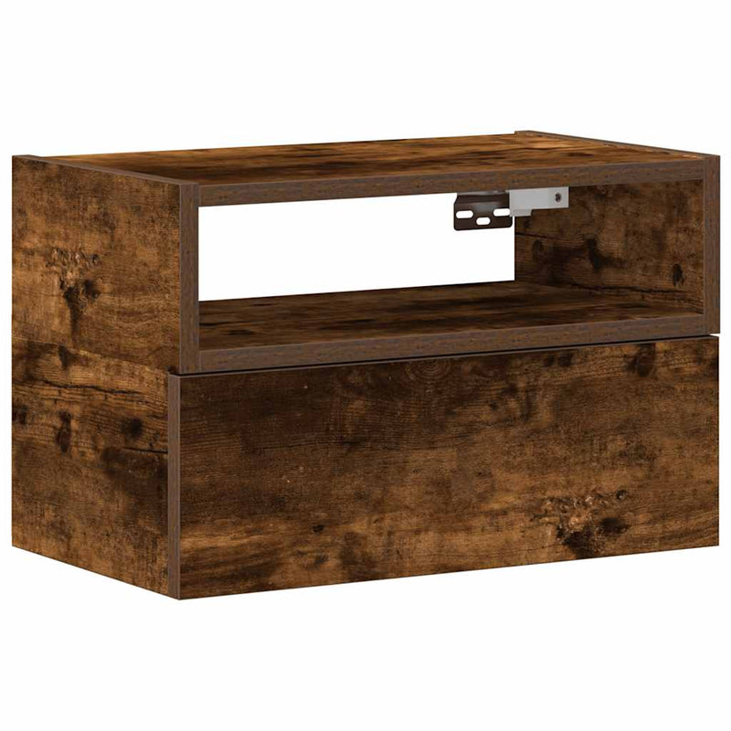 vidaXL füstös tölgy színű falra szerelhető éjjeliszekrény 45x26x28,5cm