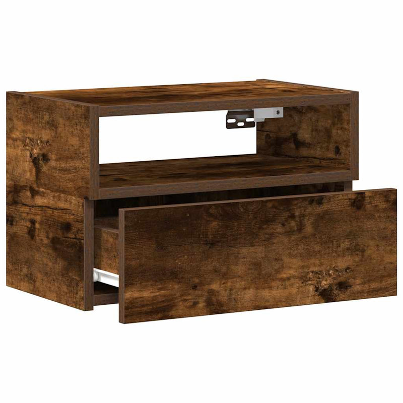 vidaXL füstös tölgy színű falra szerelhető éjjeliszekrény 45x26x28,5cm
