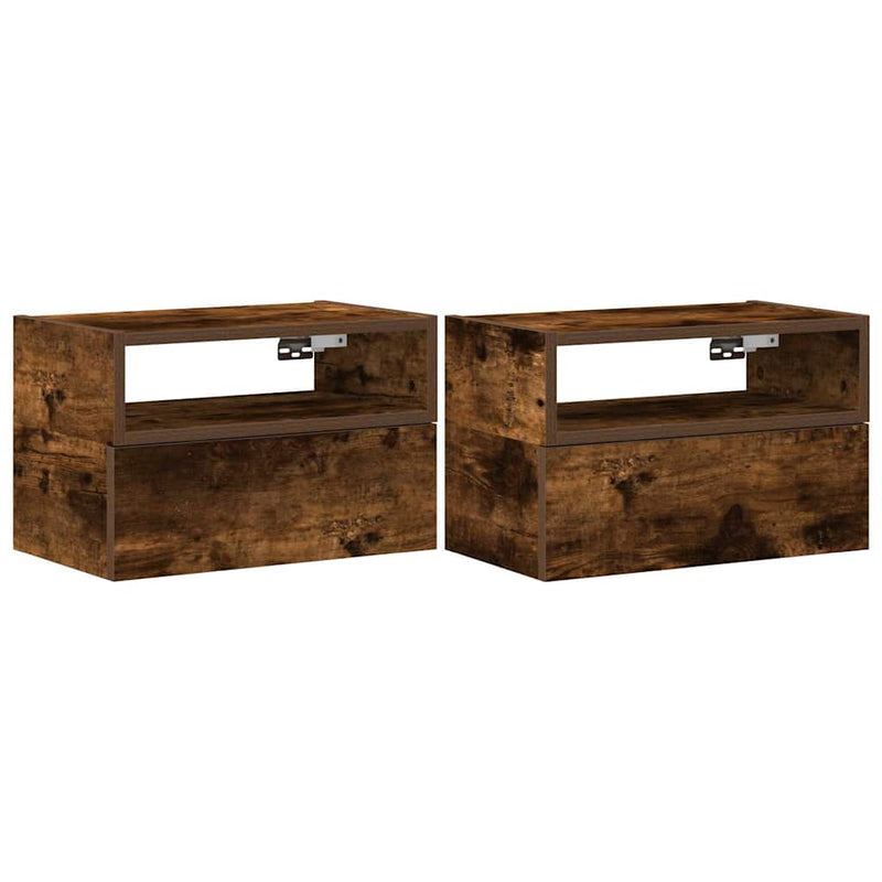 vidaXL 2db füstös tölgy színű fali éjjeliszekrény 45 x 26 x 28,5 cm