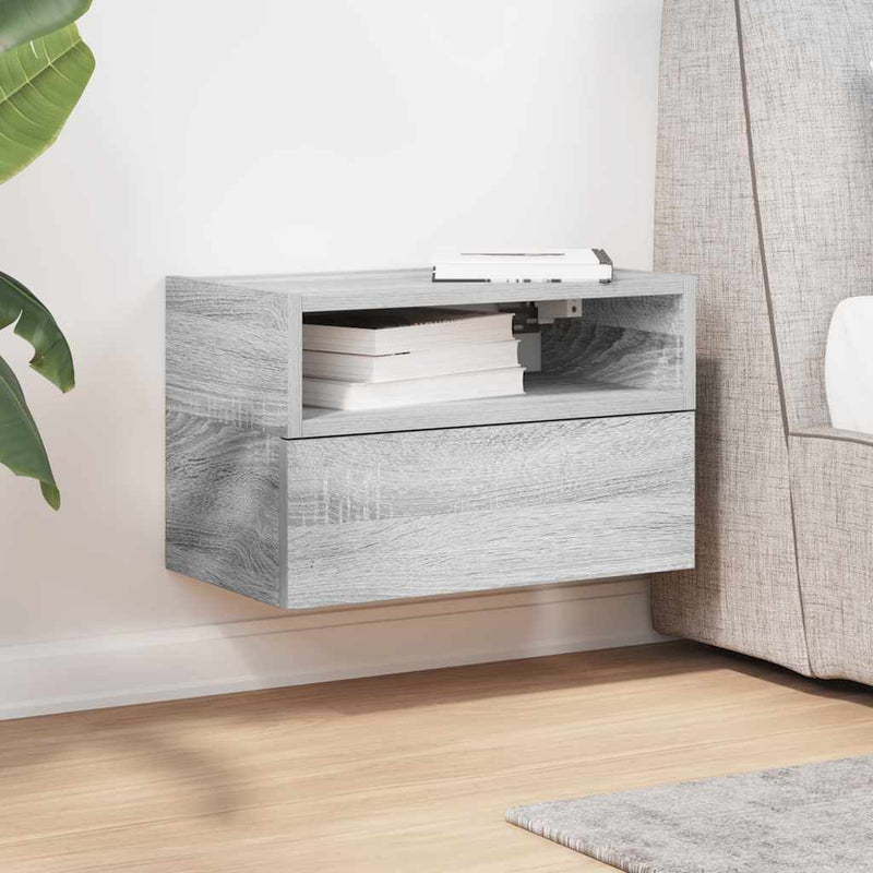 vidaXL szürke sonoma falra szerelhető éjjeliszekrény 45x26x28,5 cm