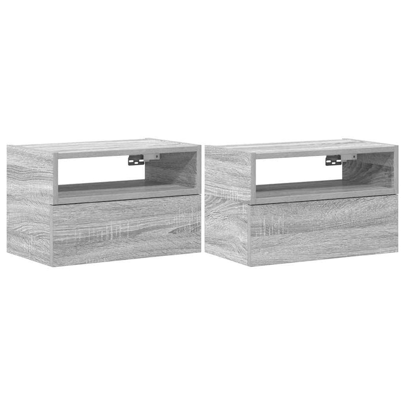 vidaXL 2 db szürke sonoma színű fali éjjeliszekrény 45 x 26 x 28,5 cm