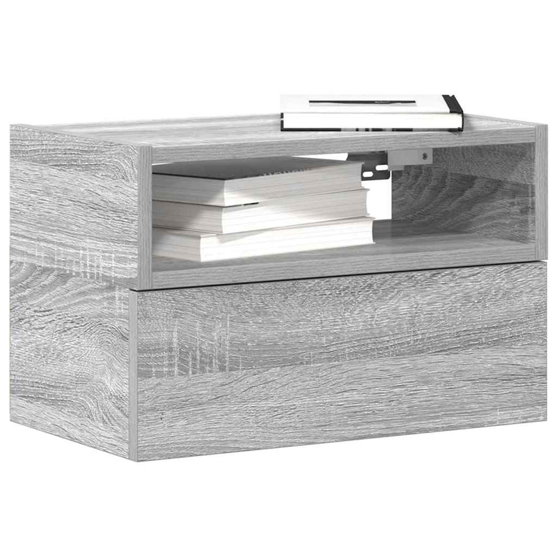 vidaXL 2 db szürke sonoma színű fali éjjeliszekrény 45 x 26 x 28,5 cm