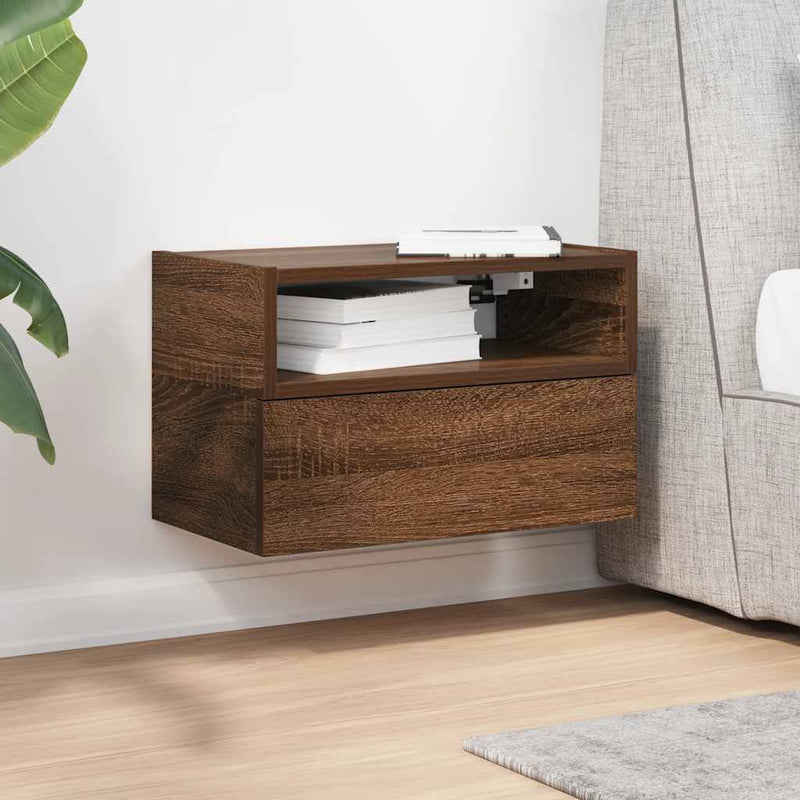 vidaXL barna tölgyszínű falra szerelhető éjjeliszekrény 45x26x28,5 cm