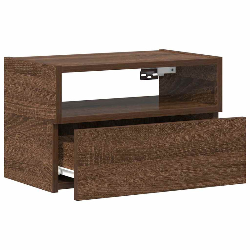 vidaXL barna tölgyszínű falra szerelhető éjjeliszekrény 45x26x28,5 cm