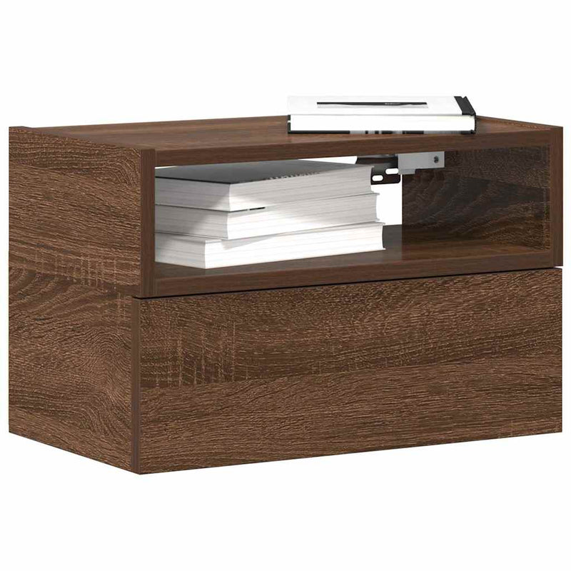 vidaXL barna tölgyszínű falra szerelhető éjjeliszekrény 45x26x28,5 cm