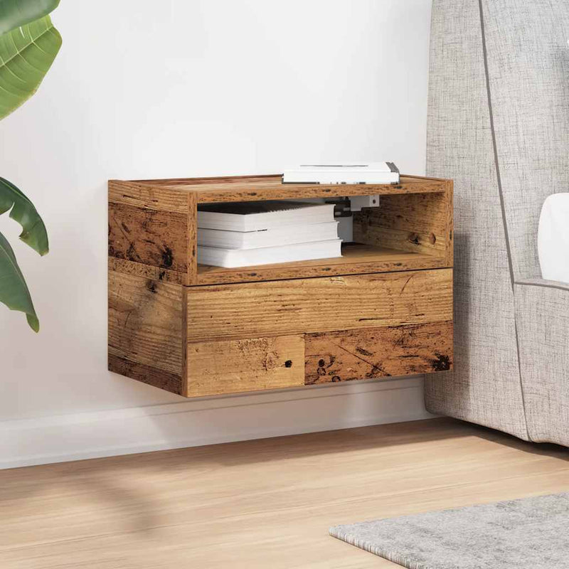 vidaXL antik fa színű falra szerelhető éjjeliszekrény 45x26x28,5 cm