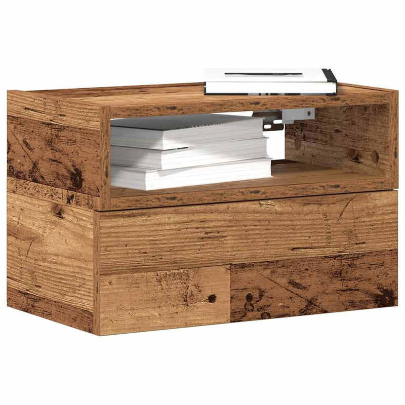 vidaXL antik fa színű falra szerelhető éjjeliszekrény 45x26x28,5 cm