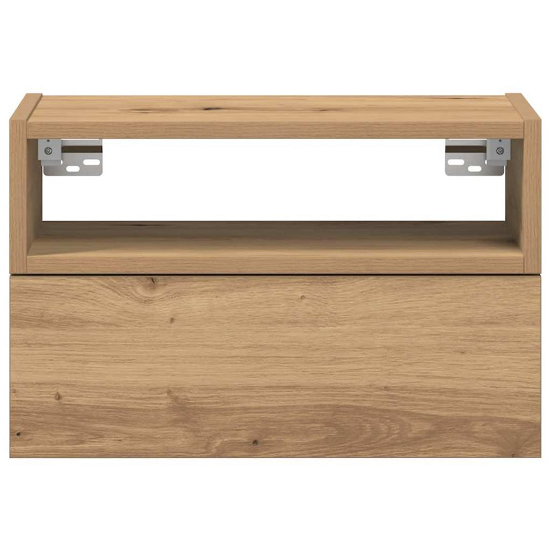 vidaXL 2 db kézműves tölgy fali szerelhető éjjeliszekrény 45x26x28,5cm