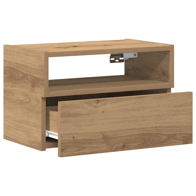 vidaXL 2 db kézműves tölgy fali szerelhető éjjeliszekrény 45x26x28,5cm